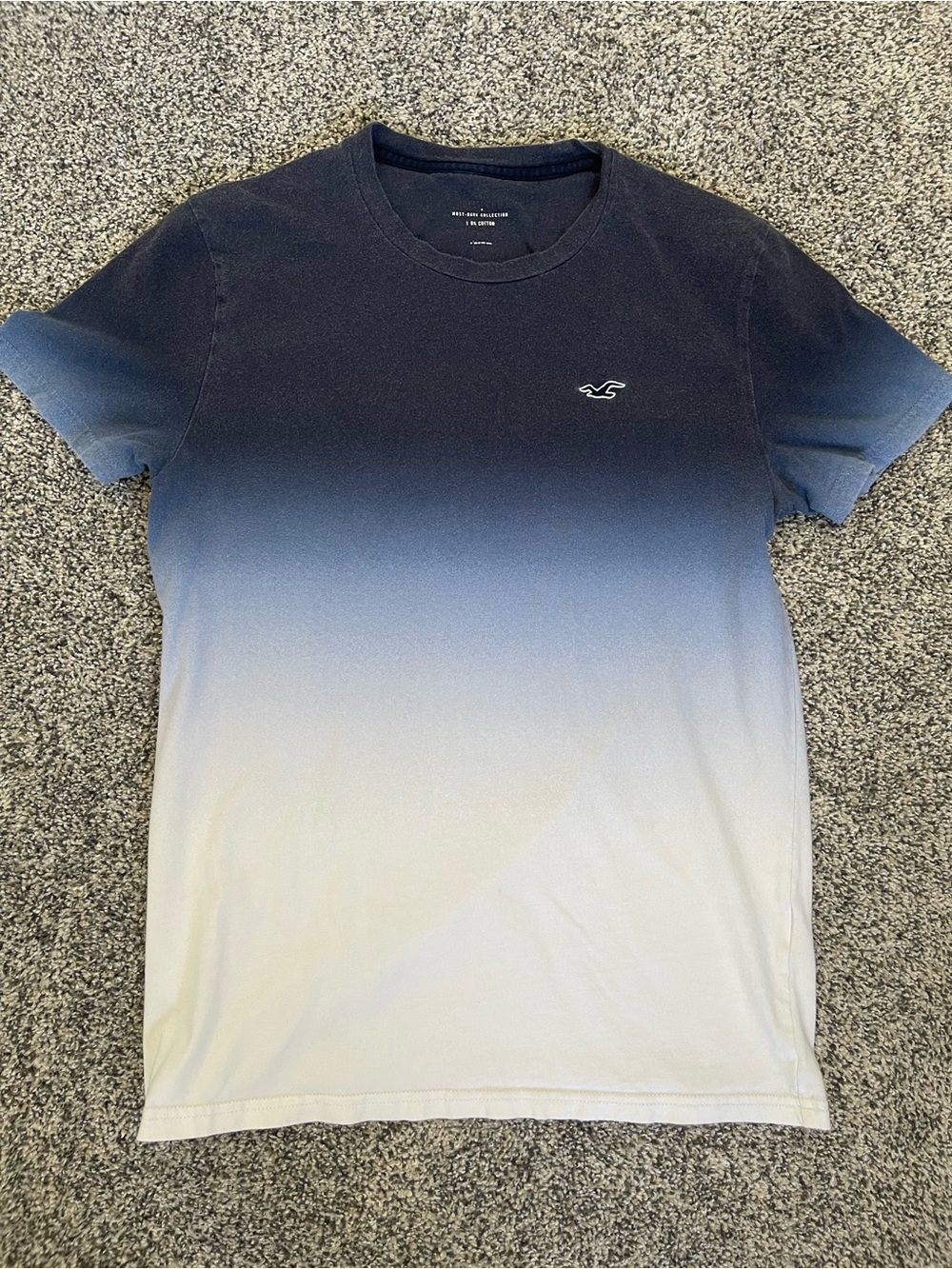 Hollister Men's Navy to White Ombre Crew Tee